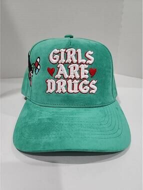 Hat Cap "Girls Are Like Drugs" Custom Hats - AQUA WITH WHITE LETTERS